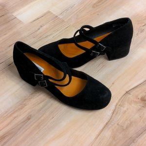 Suede Low Heel Mary Janes